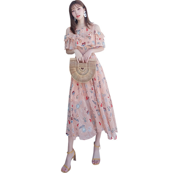 Rochie lunga de dama casual cu talie elastica