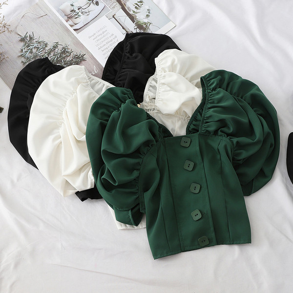 Bluză de damă modernă cu nasturi - în trei culori