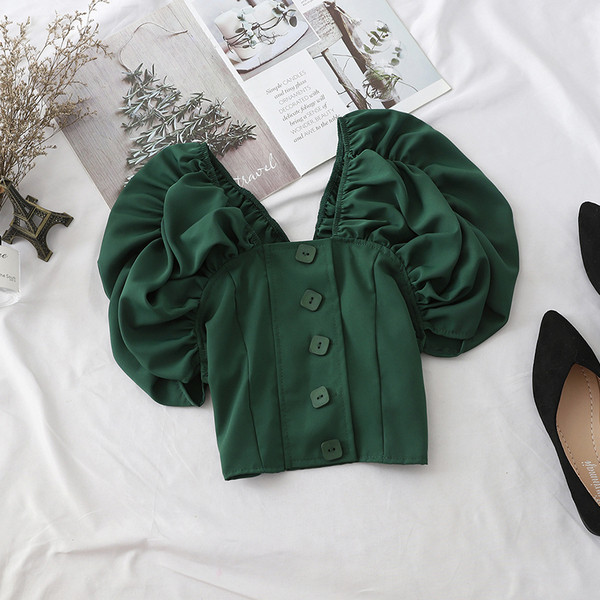 Bluză de damă modernă cu nasturi - în trei culori