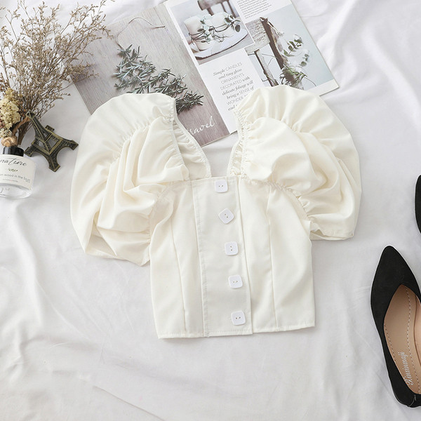 Bluză de damă modernă cu nasturi - în trei culori