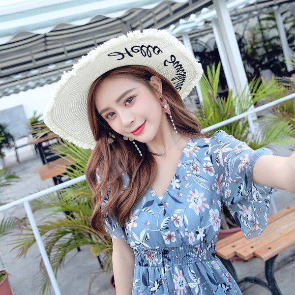 Rochie de dama eleganta cu model floral in doua culori