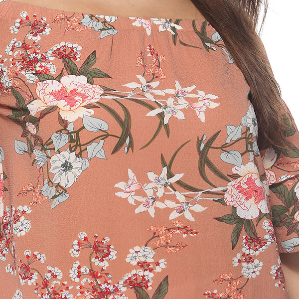 Bluză casual de damă cu umerii goi și model floral