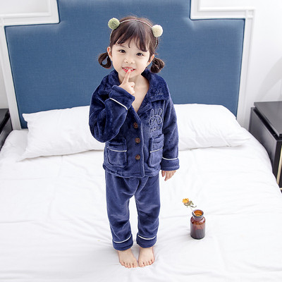 Pijamale de iarnă pentru fete pentru copii în două părți în roz și albastru