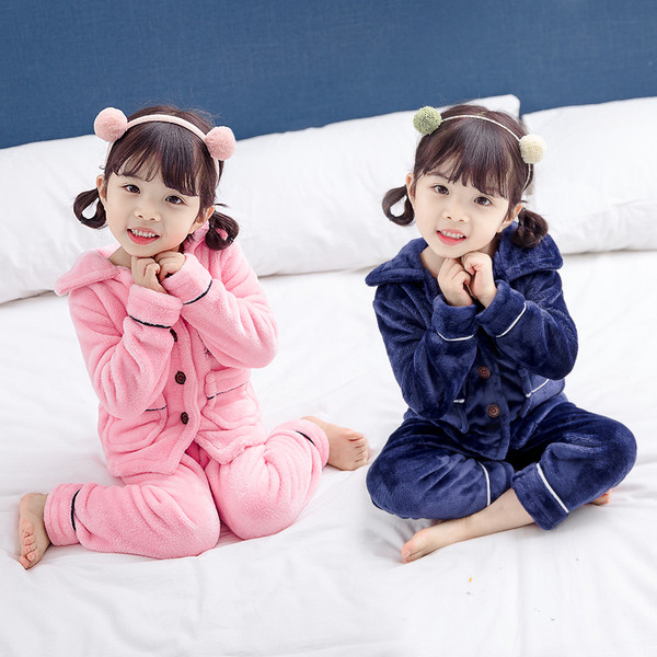 Pijamale de iarnă pentru fete pentru copii în două părți în roz și albastru