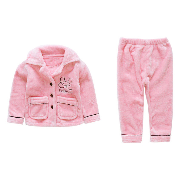 Pijamale de iarnă pentru fete pentru copii în două părți în roz și albastru