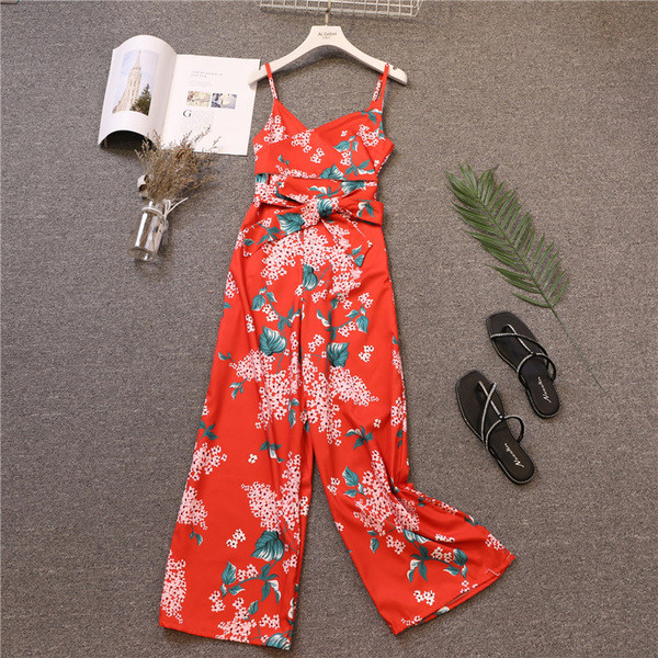 Salopetă de damă elegantă cu model floral în mai multe culori diferite