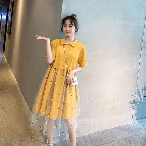 Rochie lungă casual de damă, de culoare galbenă