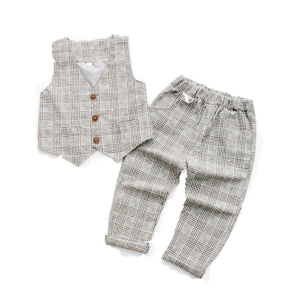 Set elegant pentru copii, care include o vestă și pantaloni de culoare gri