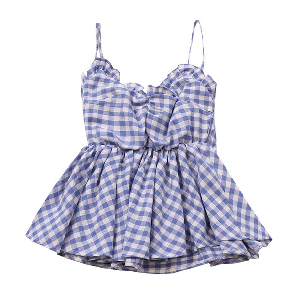 Maieu de damă în carouri cu bretele subțiri în mai multe culori