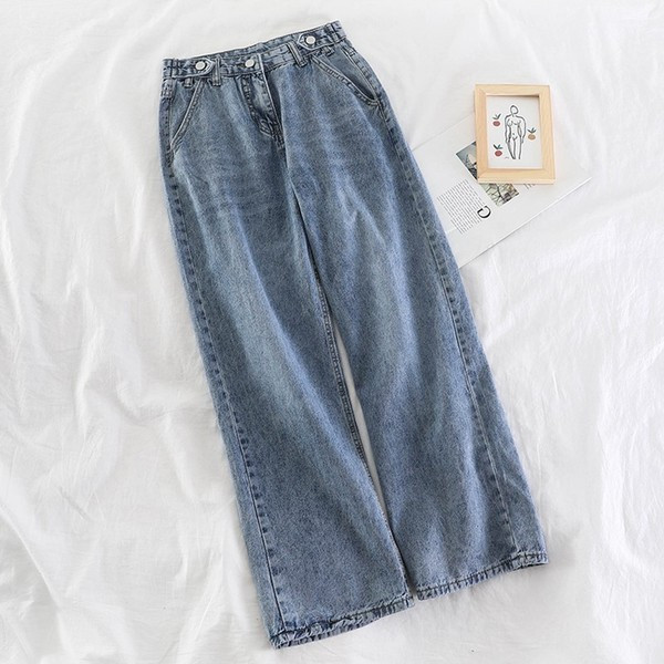 Blugi de dama actuali model drept in culoarea albastra