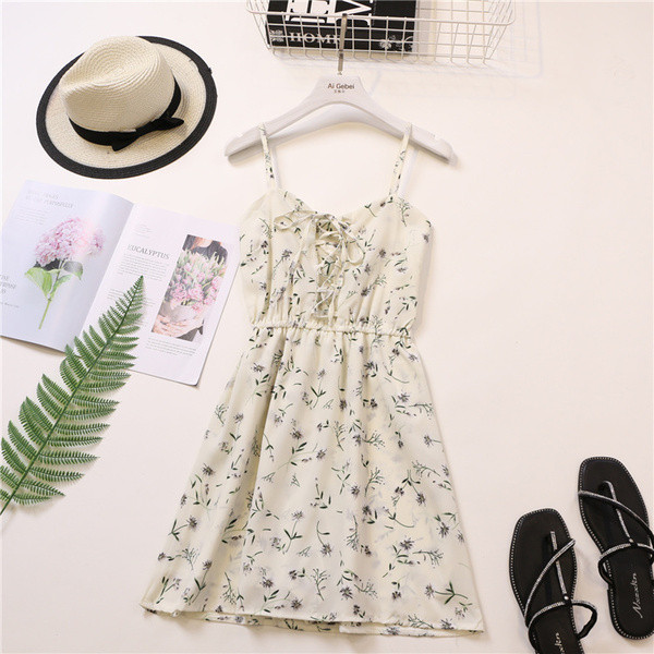 Rochie de dama cu bretele subtiri si cravate in doua culori