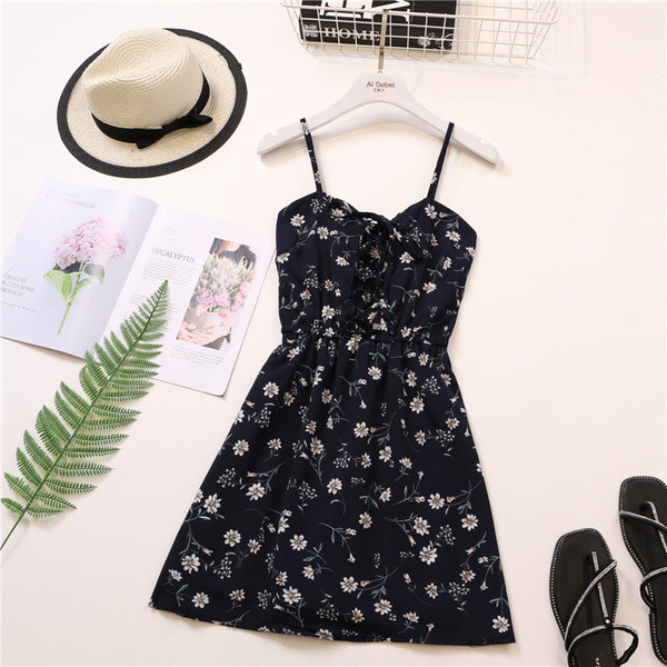 Rochie de dama cu bretele subtiri si cravate in doua culori