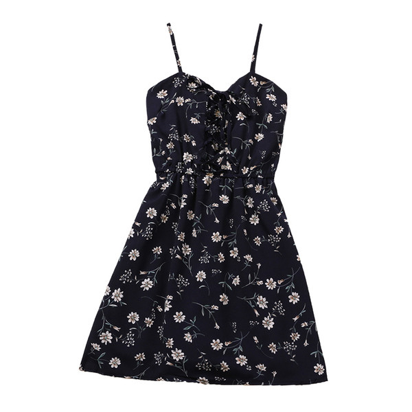 Rochie de dama cu bretele subtiri si cravate in doua culori