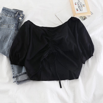 Bluză de damă modernă cu mâneci 3/4 - maro, verde, alb și negru