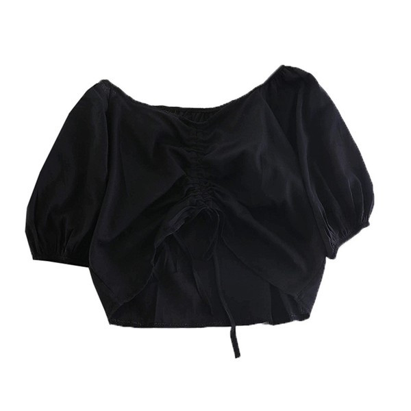 Bluză de damă modernă cu mâneci 3/4 - maro, verde, alb și negru