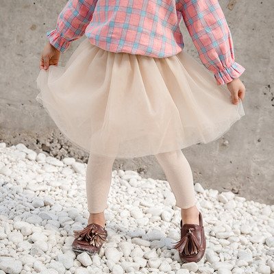 Fustă modernă pentru copii din tul cu pană în trei culori