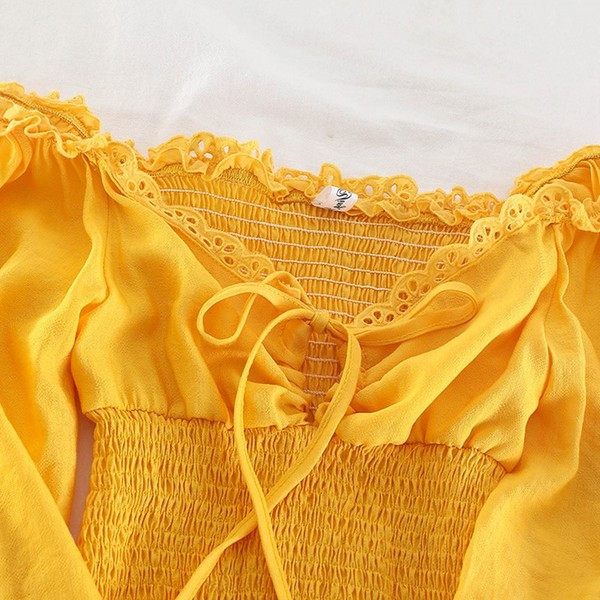 Bluză de damă modernă cu umerii goi și mâneci lungi în trei culori