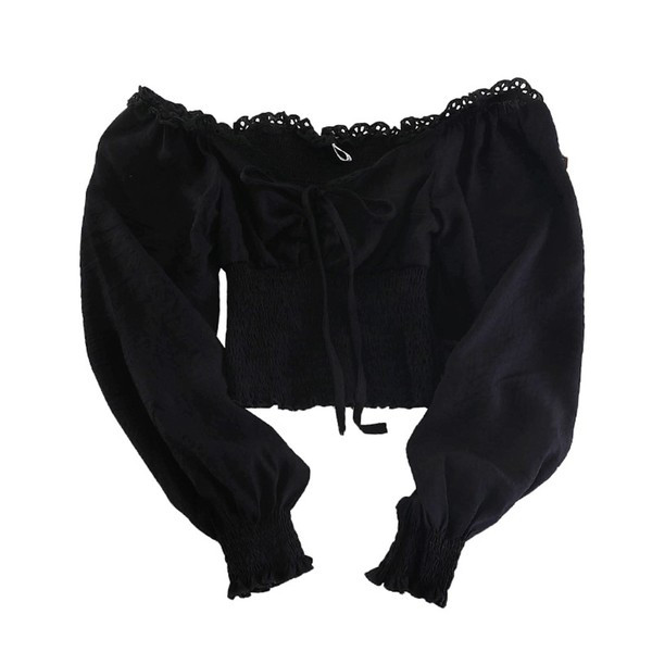 Bluză de damă modernă cu umerii goi și mâneci lungi în trei culori