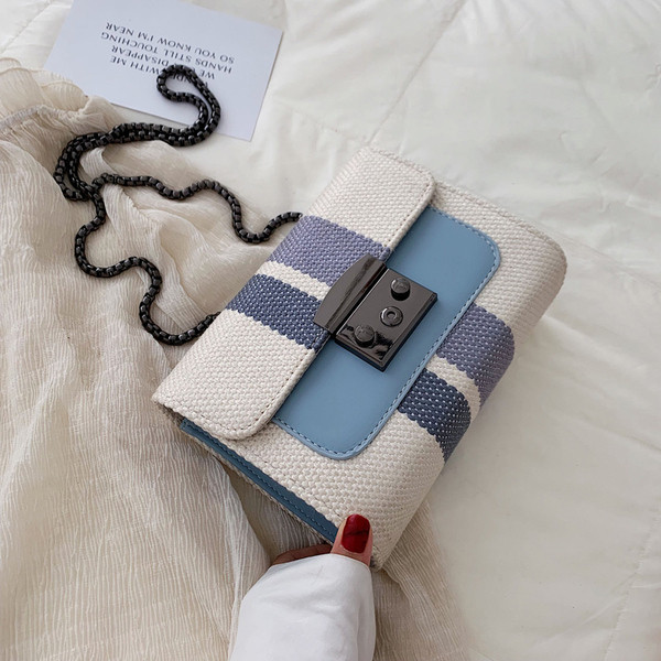 Geanta dama tricotata cu maner metalic in trei culori