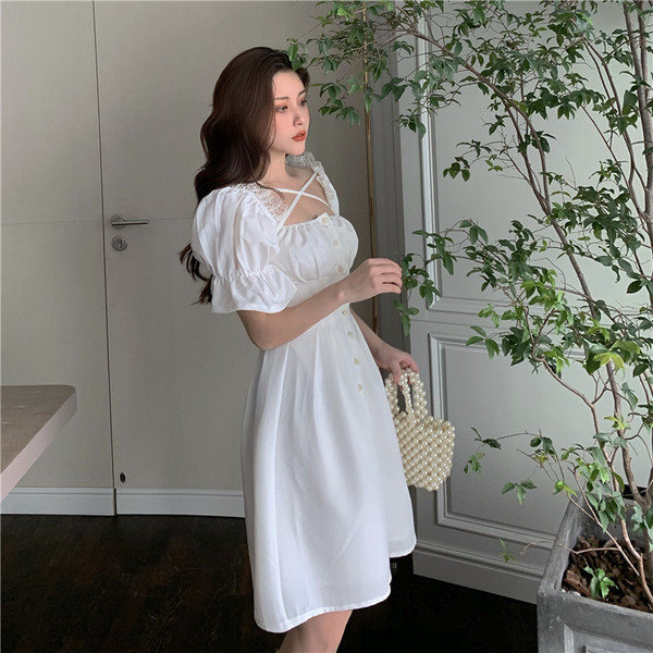 Rochie lunga de dama casual in doua culori cu nasturi