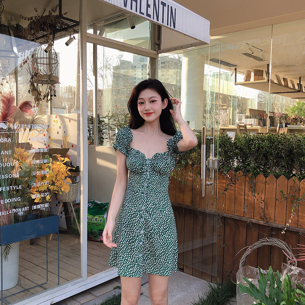 Rochie casual de dama cu model dreapta floral Slim