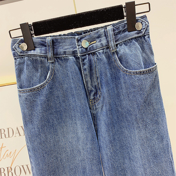 Blugi lungi de dama cu talie inalta in albastru