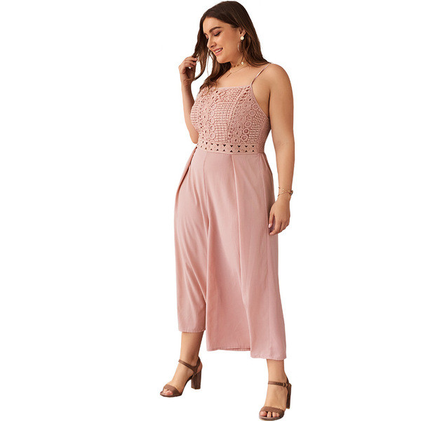 Salopetă de damă elegantă, cu bretele subțiri, de culoare roz