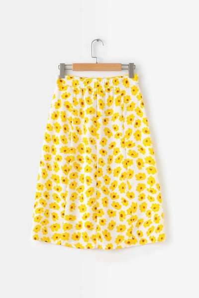 Fusta de dama cu talie elastica si aplicatie colorata