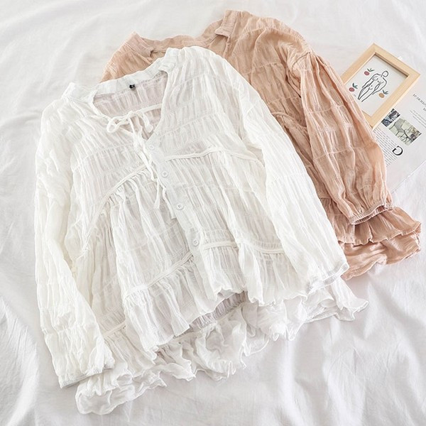 Bluza de dama decupata cu cravate in alb, negru si roz