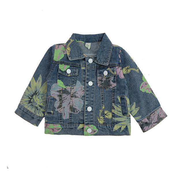 Geaca de blugi pentru copii moderna cu motive florale pentru fete