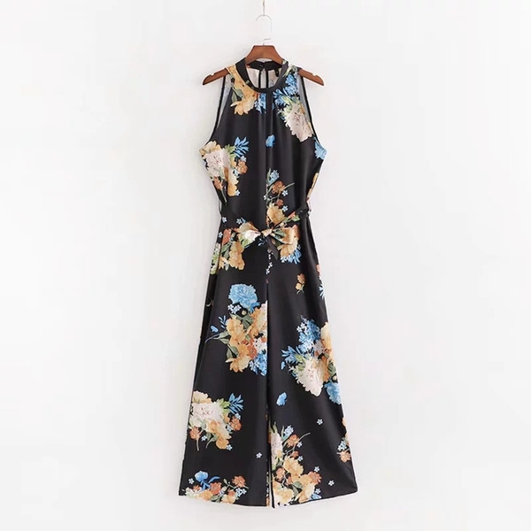 Salopeta de dama cu model floral in negru