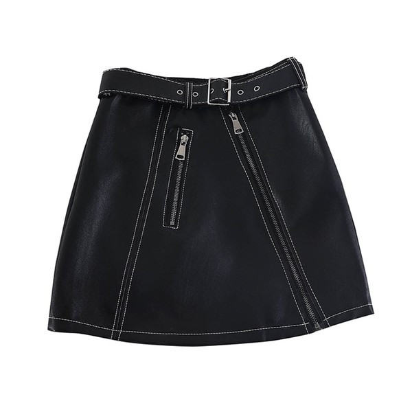 Fusta de dama moderna cu fermoare si curea in trei culori