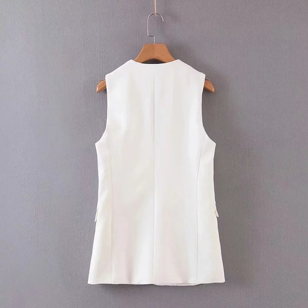 Vestă elegantă de damă cu buzunar alb