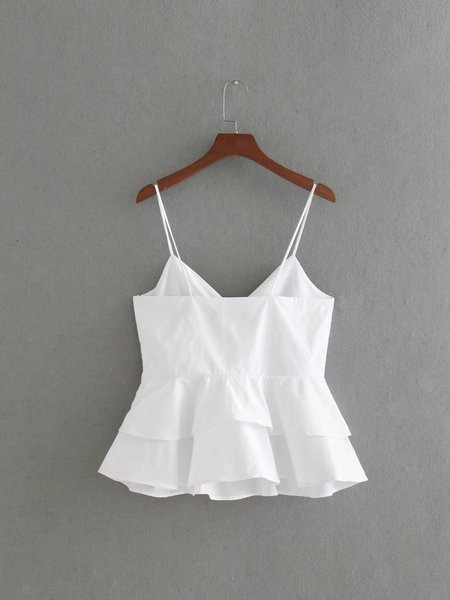 Actual maiou de damă cu bretele subțiri de culoare albă