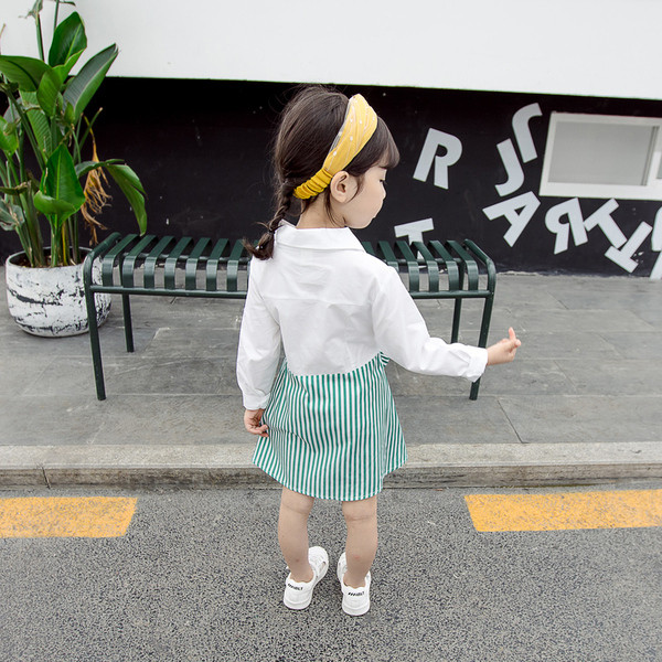 Rochie moderna pentru copii pentru fete cu panglica si maneci lungi