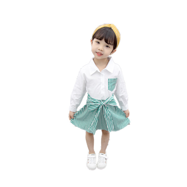 Rochie moderna pentru copii pentru fete cu panglica si maneci lungi