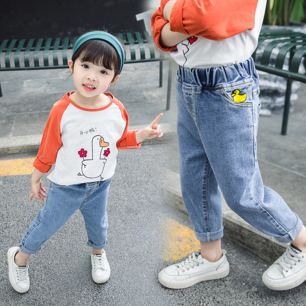 Blugi actuali pentru copii cu broderie-pentru fete