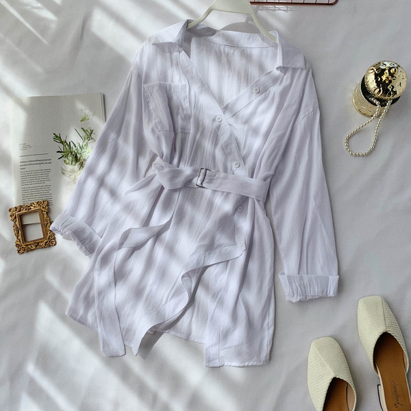 Camasa moderna de dama model lung cu curea in mai multe culori