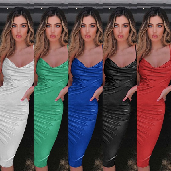 Rochie moderna de dama cu bretele subtiri in mai multe culori