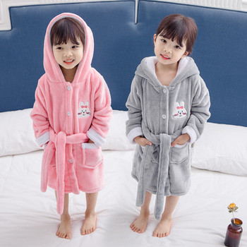 Детски зимен халат с 3D елементи в сив и розов цвят
