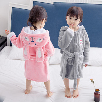Детски зимен халат с 3D елементи в сив и розов цвят