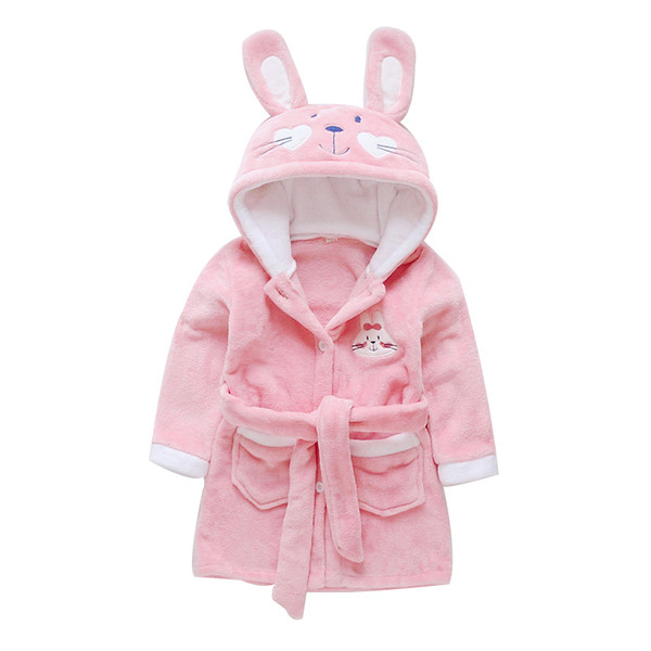 Halat de baie de iarna pentru copii cu elemente 3D in gri si roz