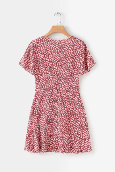 Rochie casual de dama cu maneci scurte si decolteu in V