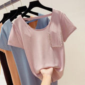 Bluza de dama cu maneci scurte si pietre in mai multe culori