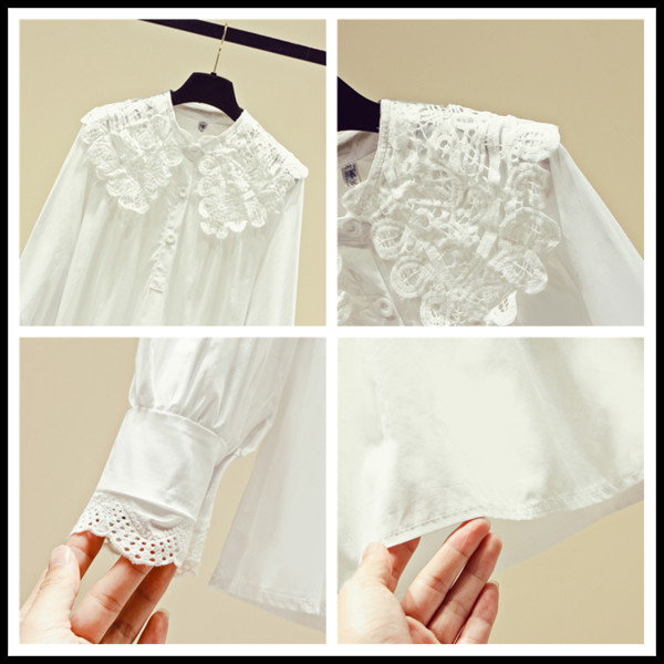 Cămașă modernă de damă în alb și albastru