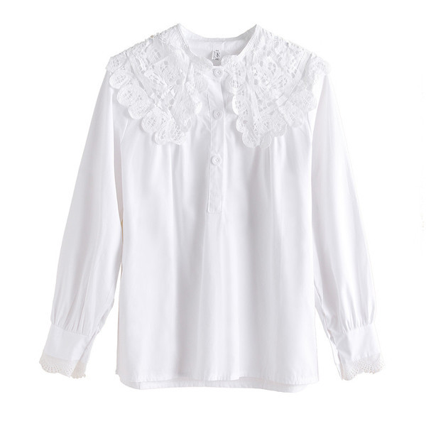 Cămașă modernă de damă în alb și albastru