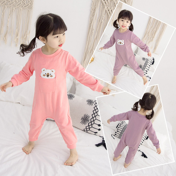 Toate pijamale pentru fete pentru copii cu broderie roz si mov