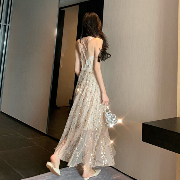 Rochie lunga de dama eleganta cu paiete