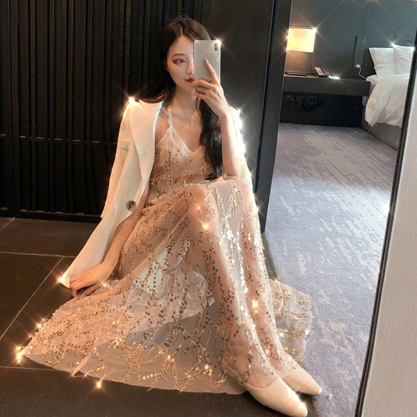 Rochie lunga de dama eleganta cu paiete