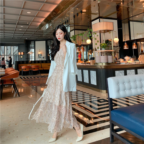 Rochie lunga de dama eleganta cu paiete